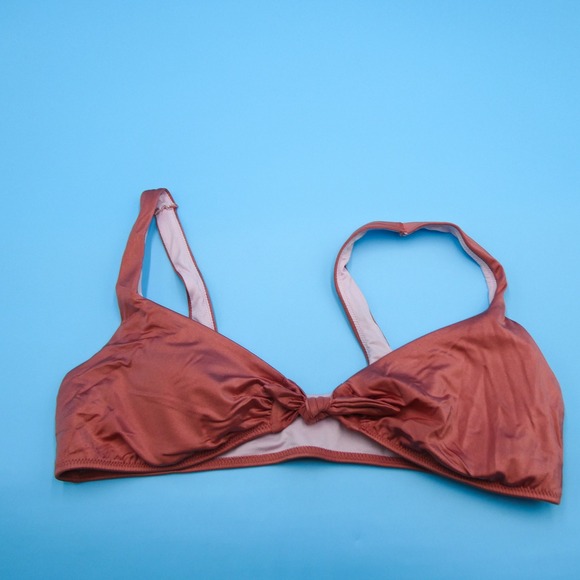 Victoria's Secret Other - Victoria's Secret Bikini Top Womens Large Front Knot Metallic Rust Polyester